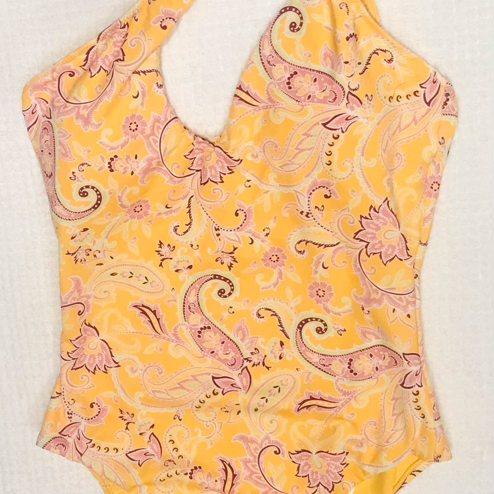 Sanctuary One Piece Swimsuit Yellow & Pink Paisley (Mango) ECO size M - Picture 5 of 9